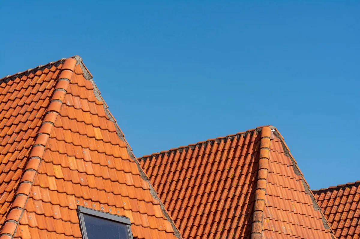 Clay barrel tile rooflines on homes in Dayton, OH